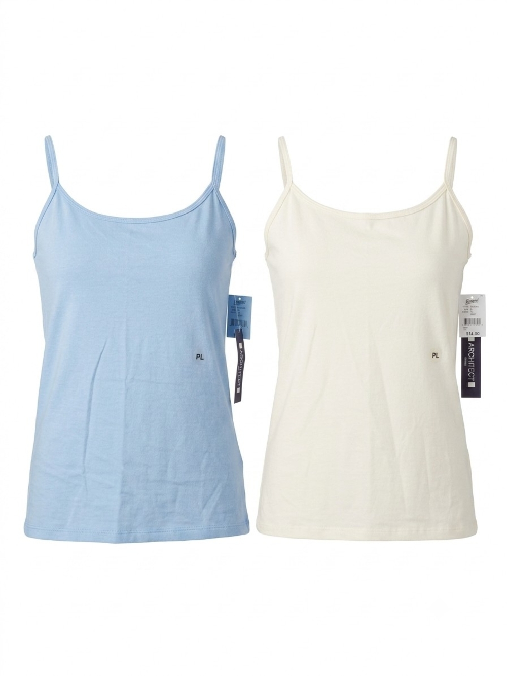 Architect Women’s Spaghetti Strap Camisole - Light Blue & Cream - 2-Pack
